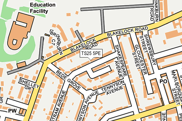 TS25 5PE map - OS OpenMap – Local (Ordnance Survey)