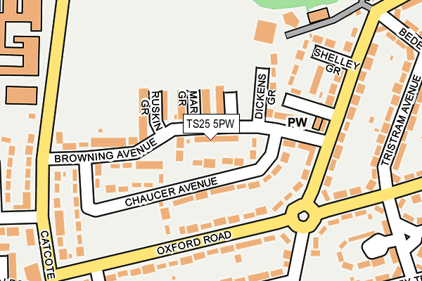 TS25 5PW map - OS OpenMap – Local (Ordnance Survey)