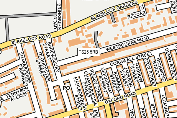 TS25 5RB map - OS OpenMap – Local (Ordnance Survey)