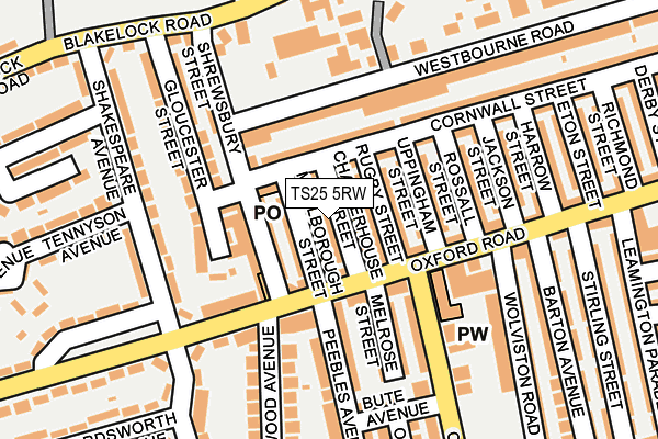 TS25 5RW map - OS OpenMap – Local (Ordnance Survey)