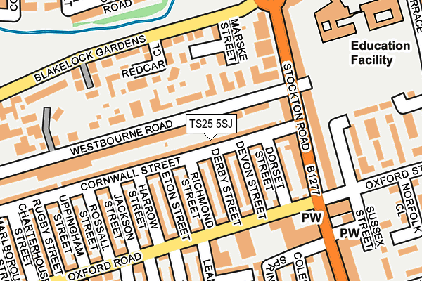 TS25 5SJ map - OS OpenMap – Local (Ordnance Survey)