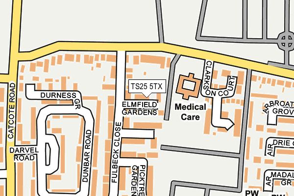 TS25 5TX map - OS OpenMap – Local (Ordnance Survey)
