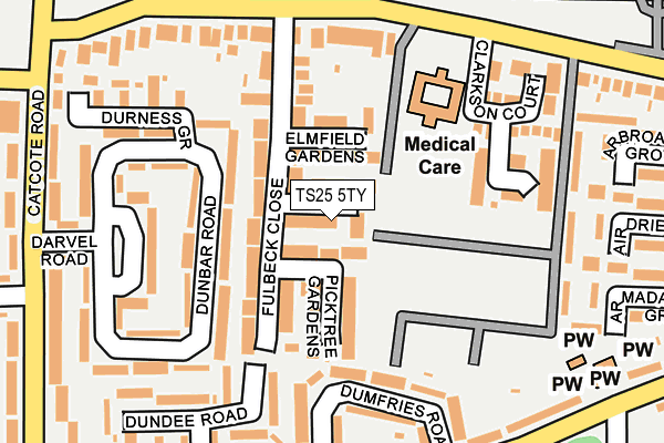 TS25 5TY map - OS OpenMap – Local (Ordnance Survey)