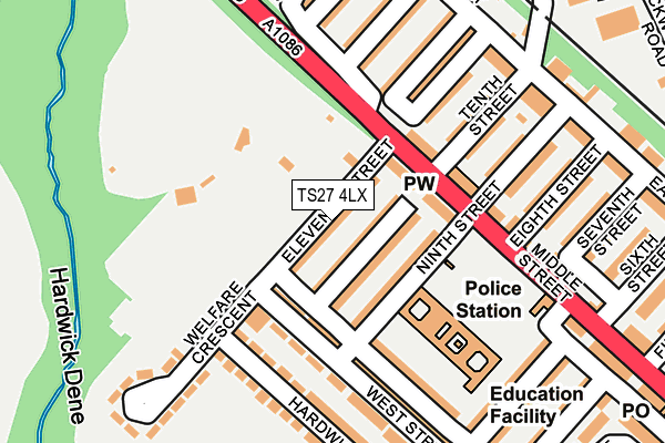 TS27 4LX map - OS OpenMap – Local (Ordnance Survey)