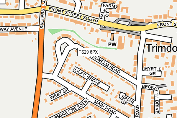TS29 6PX map - OS OpenMap – Local (Ordnance Survey)