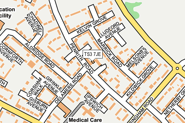 TS3 7JE map - OS OpenMap – Local (Ordnance Survey)