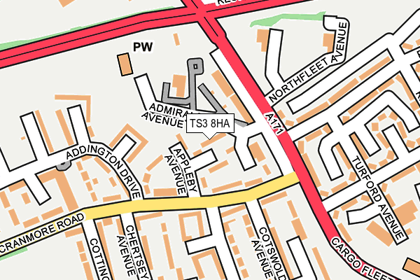 TS3 8HA map - OS OpenMap – Local (Ordnance Survey)