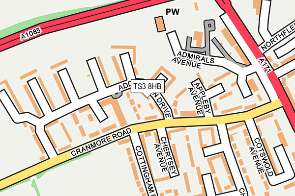 TS3 8HB map - OS OpenMap – Local (Ordnance Survey)