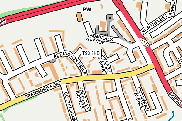 TS3 8HD map - OS OpenMap – Local (Ordnance Survey)