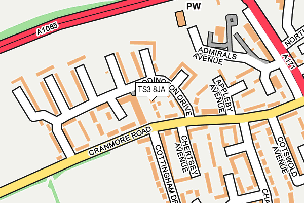 TS3 8JA map - OS OpenMap – Local (Ordnance Survey)