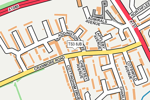 TS3 8JB map - OS OpenMap – Local (Ordnance Survey)