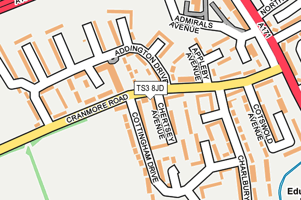 TS3 8JD map - OS OpenMap – Local (Ordnance Survey)