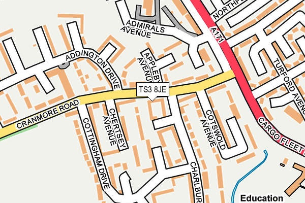 TS3 8JE map - OS OpenMap – Local (Ordnance Survey)