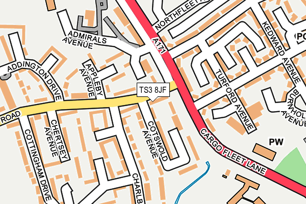 TS3 8JF map - OS OpenMap – Local (Ordnance Survey)