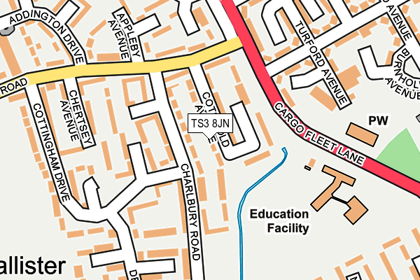 TS3 8JN map - OS OpenMap – Local (Ordnance Survey)