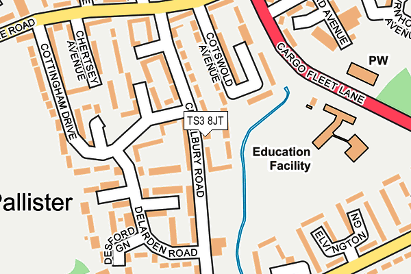 TS3 8JT map - OS OpenMap – Local (Ordnance Survey)