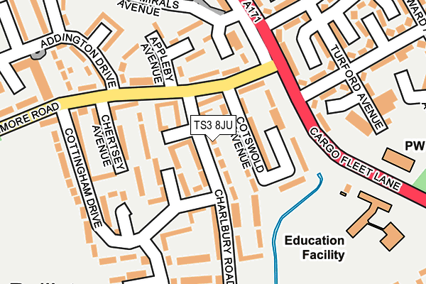 TS3 8JU map - OS OpenMap – Local (Ordnance Survey)