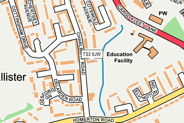 TS3 8JW map - OS OpenMap – Local (Ordnance Survey)