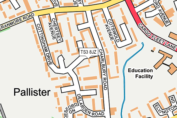 TS3 8JZ map - OS OpenMap – Local (Ordnance Survey)