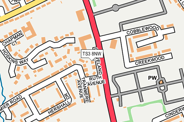 TS3 8NW map - OS OpenMap – Local (Ordnance Survey)
