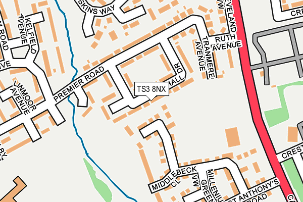 TS3 8NX map - OS OpenMap – Local (Ordnance Survey)