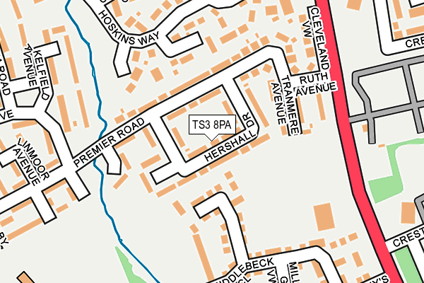 TS3 8PA map - OS OpenMap – Local (Ordnance Survey)