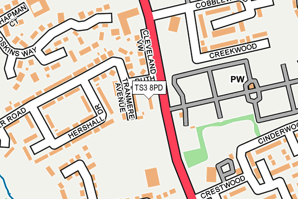 TS3 8PD map - OS OpenMap – Local (Ordnance Survey)