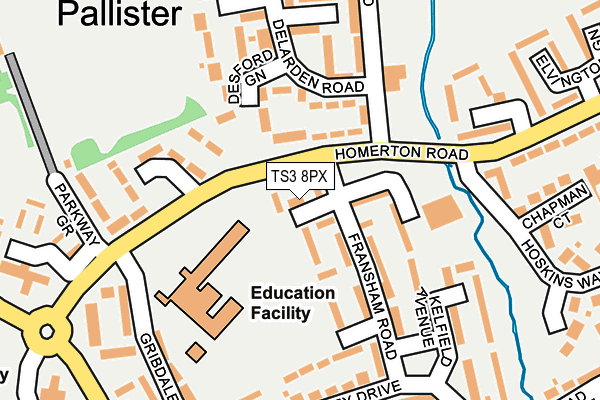 TS3 8PX map - OS OpenMap – Local (Ordnance Survey)