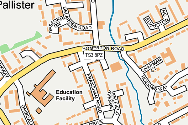 TS3 8PZ map - OS OpenMap – Local (Ordnance Survey)