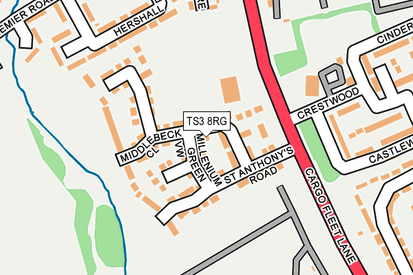 TS3 8RG map - OS OpenMap – Local (Ordnance Survey)