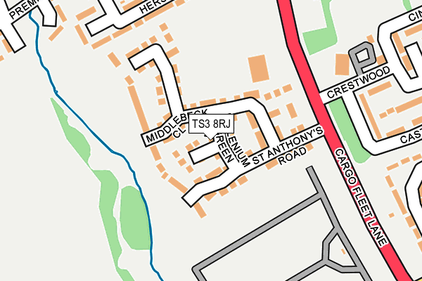 TS3 8RJ map - OS OpenMap – Local (Ordnance Survey)