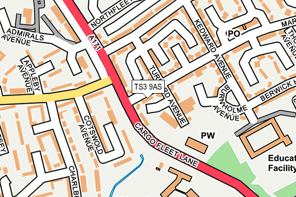 TS3 9AS map - OS OpenMap – Local (Ordnance Survey)