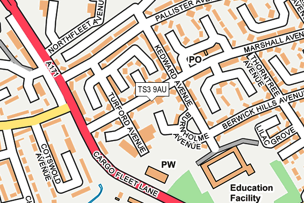 TS3 9AU map - OS OpenMap – Local (Ordnance Survey)