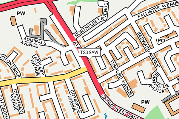 TS3 9AW map - OS OpenMap – Local (Ordnance Survey)