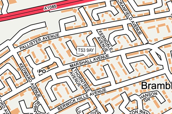 TS3 9AY map - OS OpenMap – Local (Ordnance Survey)