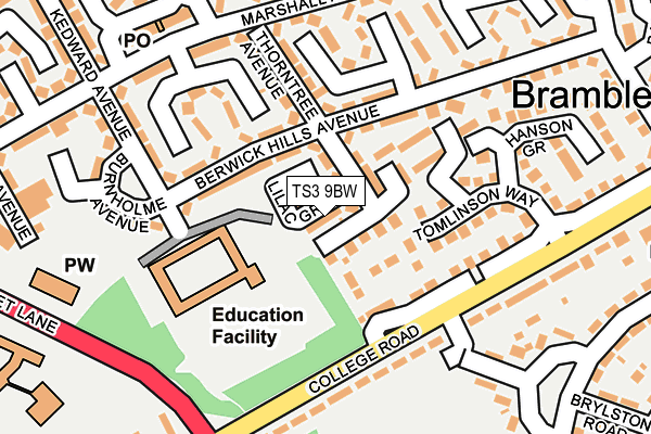 TS3 9BW map - OS OpenMap – Local (Ordnance Survey)