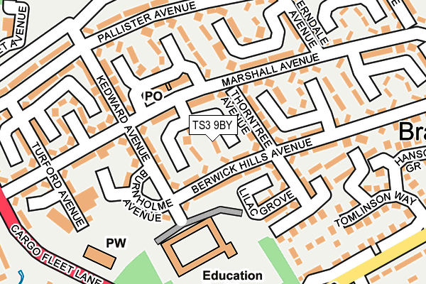 TS3 9BY map - OS OpenMap – Local (Ordnance Survey)