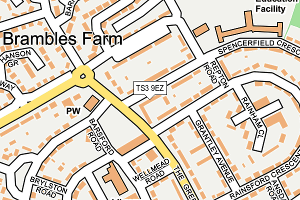 TS3 9EZ map - OS OpenMap – Local (Ordnance Survey)