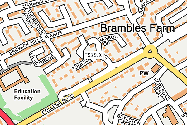 TS3 9JX map - OS OpenMap – Local (Ordnance Survey)
