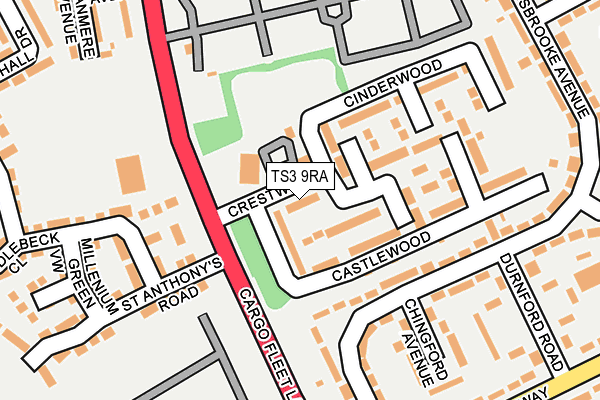 TS3 9RA map - OS OpenMap – Local (Ordnance Survey)