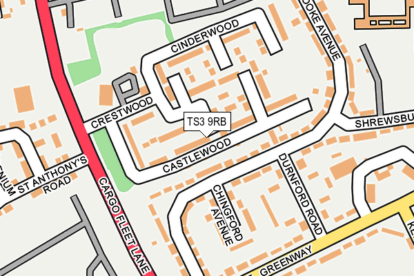 TS3 9RB map - OS OpenMap – Local (Ordnance Survey)