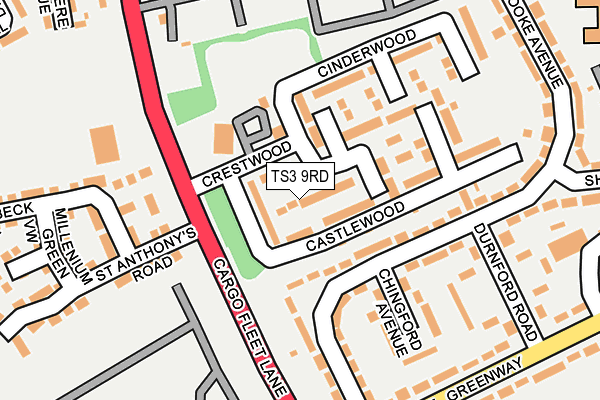 TS3 9RD map - OS OpenMap – Local (Ordnance Survey)