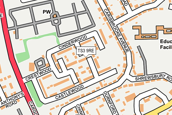 TS3 9RE map - OS OpenMap – Local (Ordnance Survey)