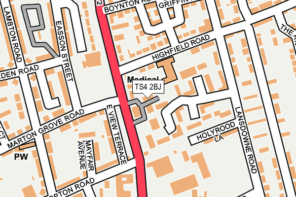TS4 2BJ map - OS OpenMap – Local (Ordnance Survey)