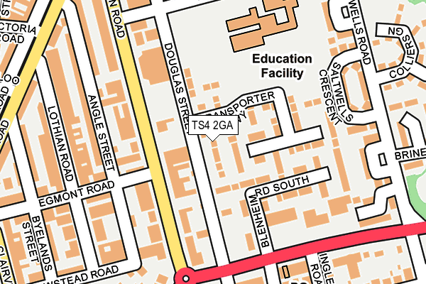 TS4 2GA map - OS OpenMap – Local (Ordnance Survey)