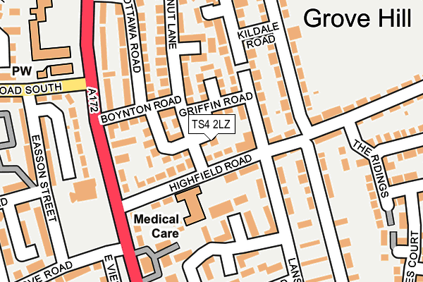 TS4 2LZ map - OS OpenMap – Local (Ordnance Survey)