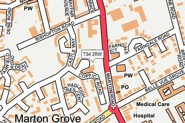 TS4 2RW map - OS OpenMap – Local (Ordnance Survey)