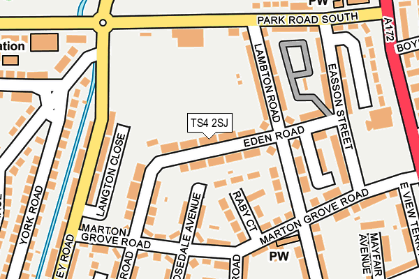 TS4 2SJ map - OS OpenMap – Local (Ordnance Survey)