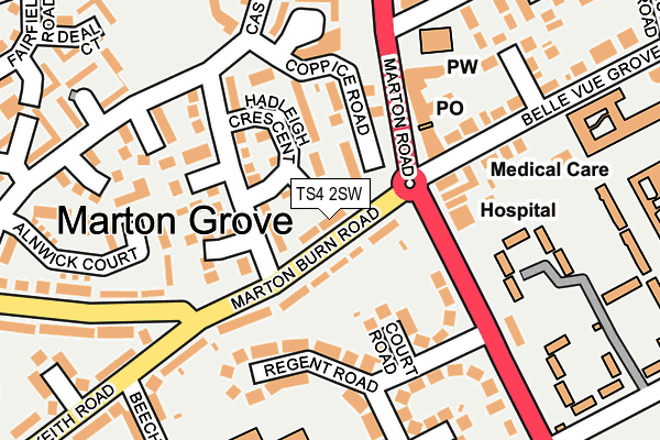 TS4 2SW map - OS OpenMap – Local (Ordnance Survey)