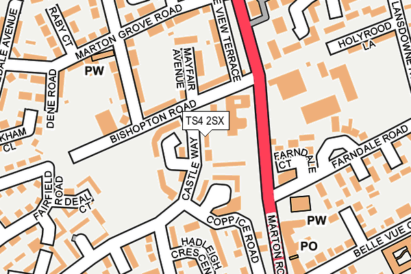 TS4 2SX map - OS OpenMap – Local (Ordnance Survey)